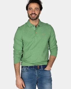 Longsleeve katoenen groene polo