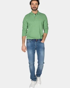 Longsleeve katoenen groene polo