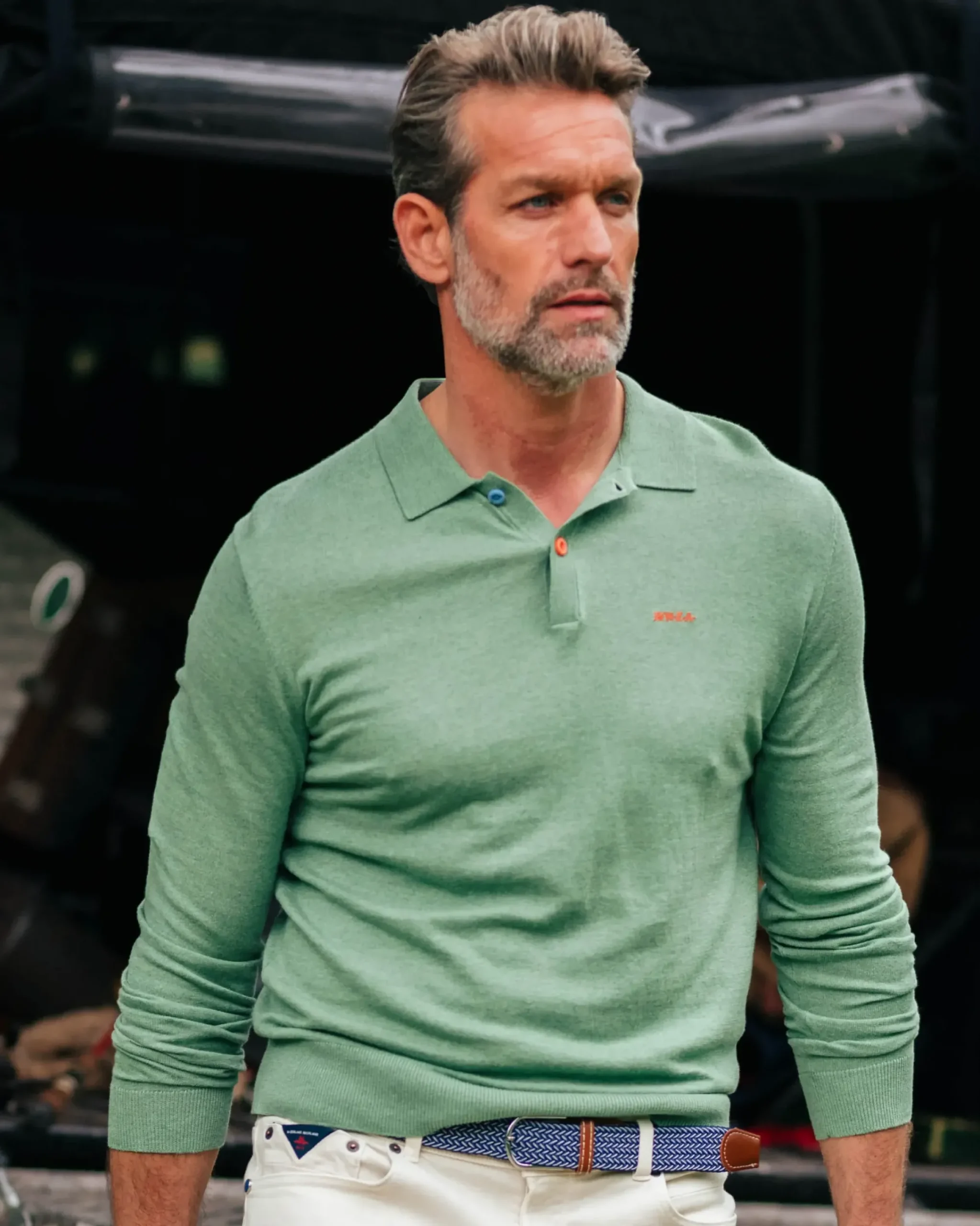 Longsleeve katoenen groene polo