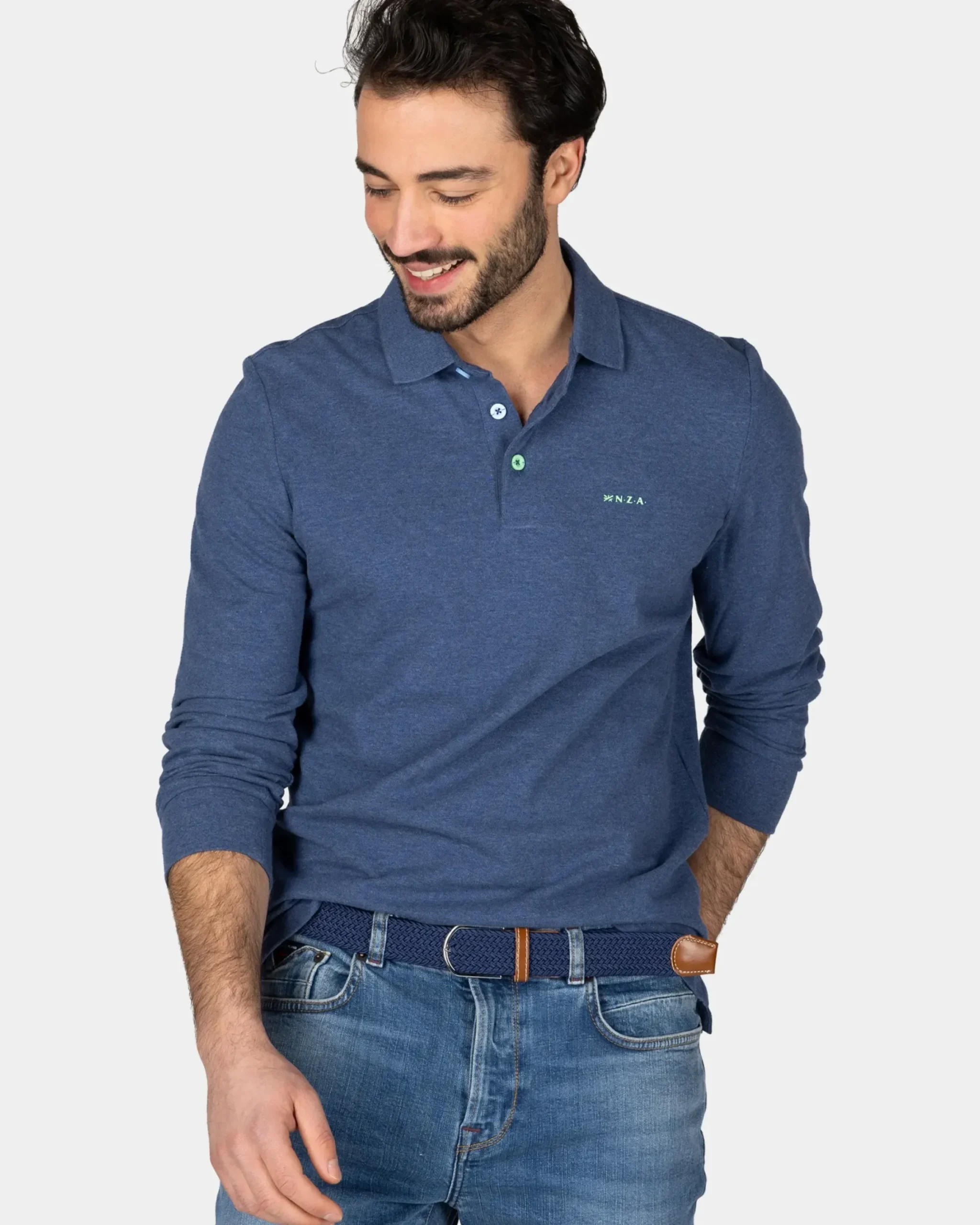 Longsleeve katoenen navy polo
