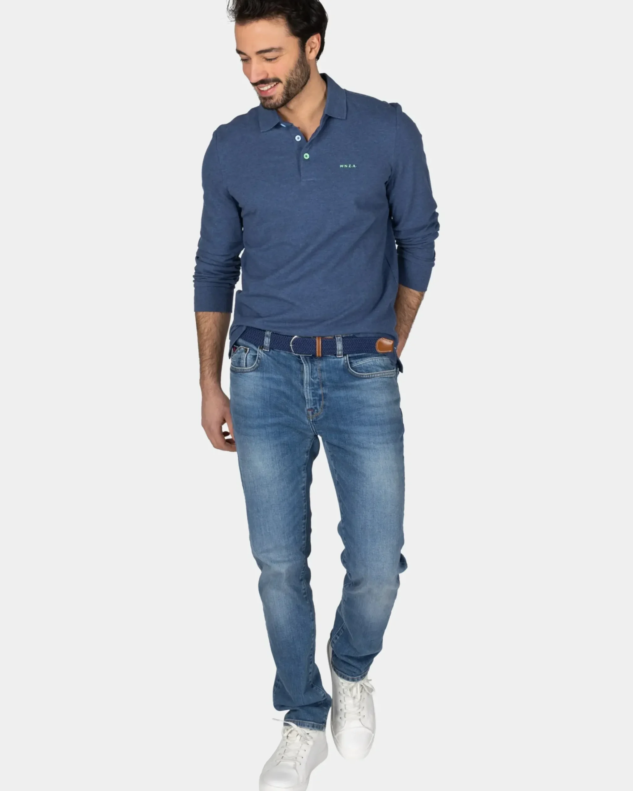 Longsleeve katoenen navy polo