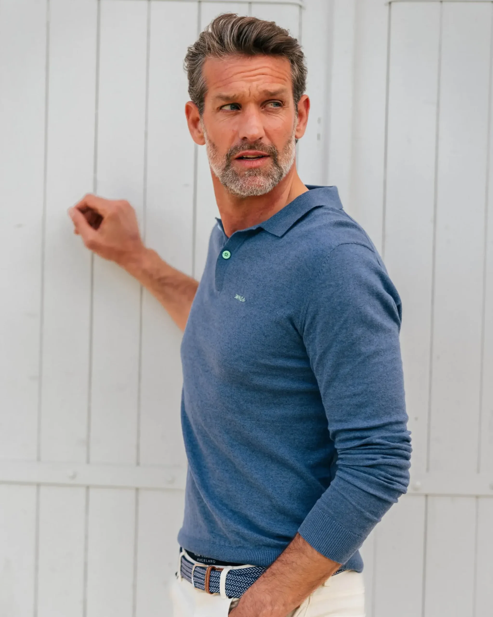 Longsleeve katoenen navy polo