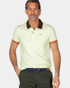 Mintgroene polo met blauwe kraag