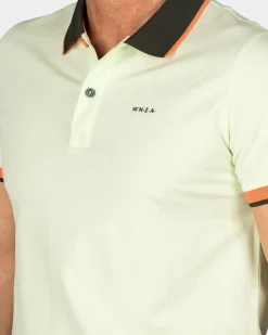 Mintgroene polo met blauwe kraag