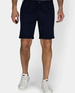 Navy chino short met stretch