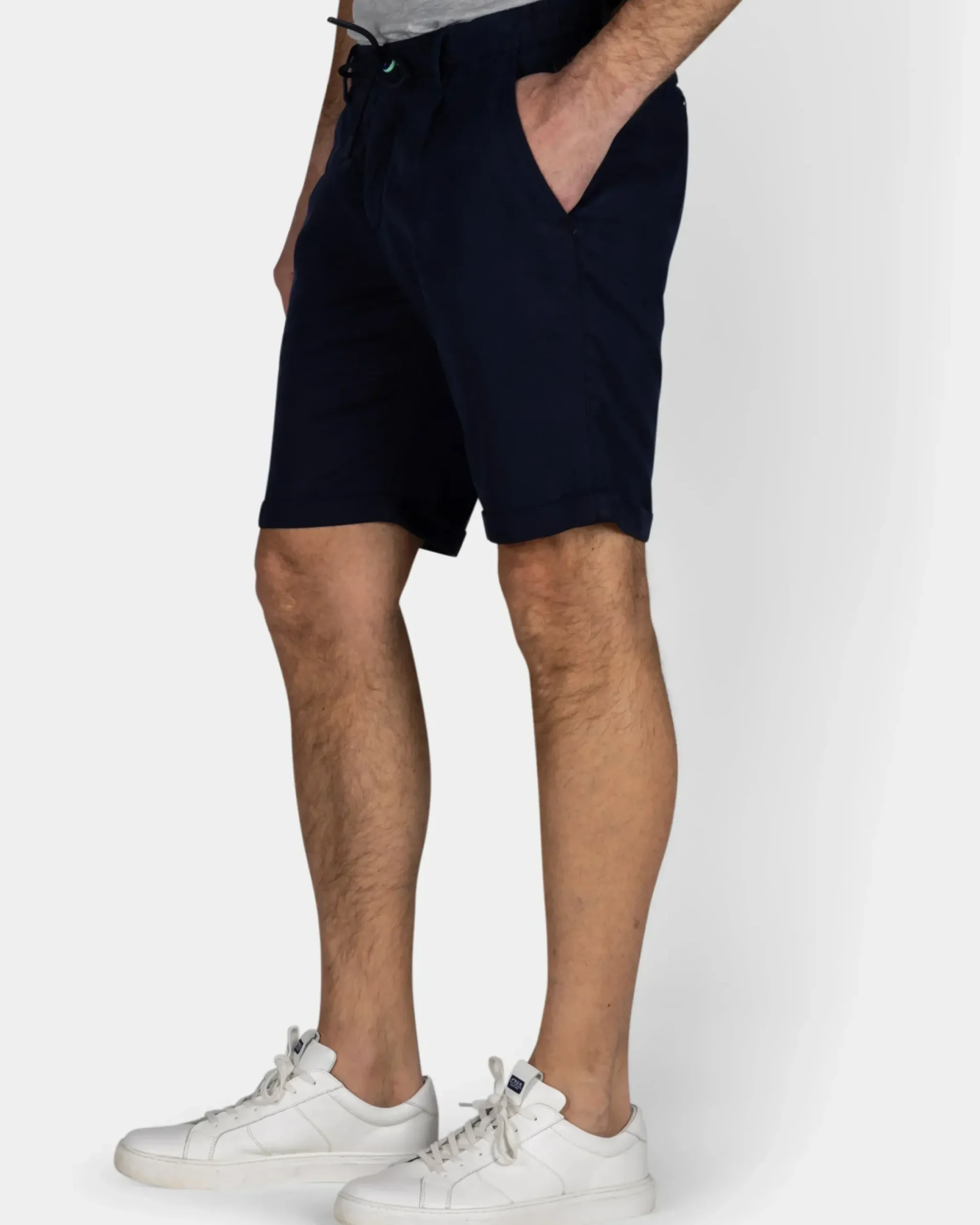 Navy chino short met stretch