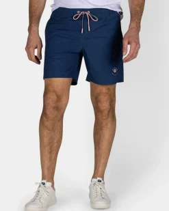 Navy effen zwembroek met lycra binnenbroek