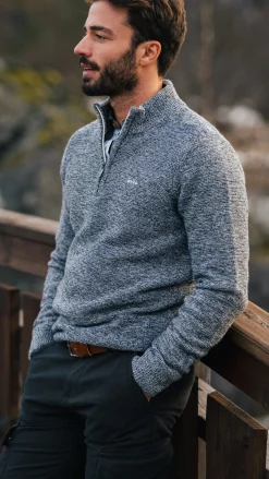 Navy gebreide pullover met halve rits - Winter Navy