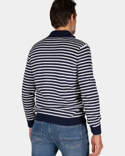 Navy gestreepte trui met halve rits