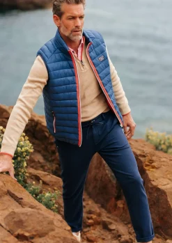 Navy katoenen chino met stretch