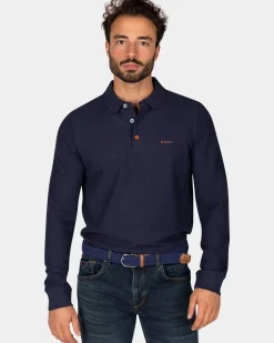 Navy katoenen polo met lange mouw - Autumn Navy