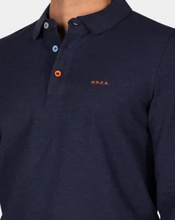 Navy katoenen polo met lange mouw - Autumn Navy