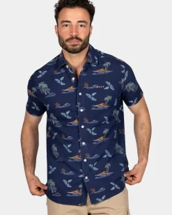 Navy overhemd met zomerse print - Ocean Navy