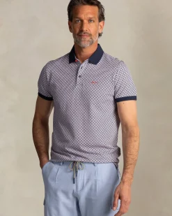 Navy polo met grafische print