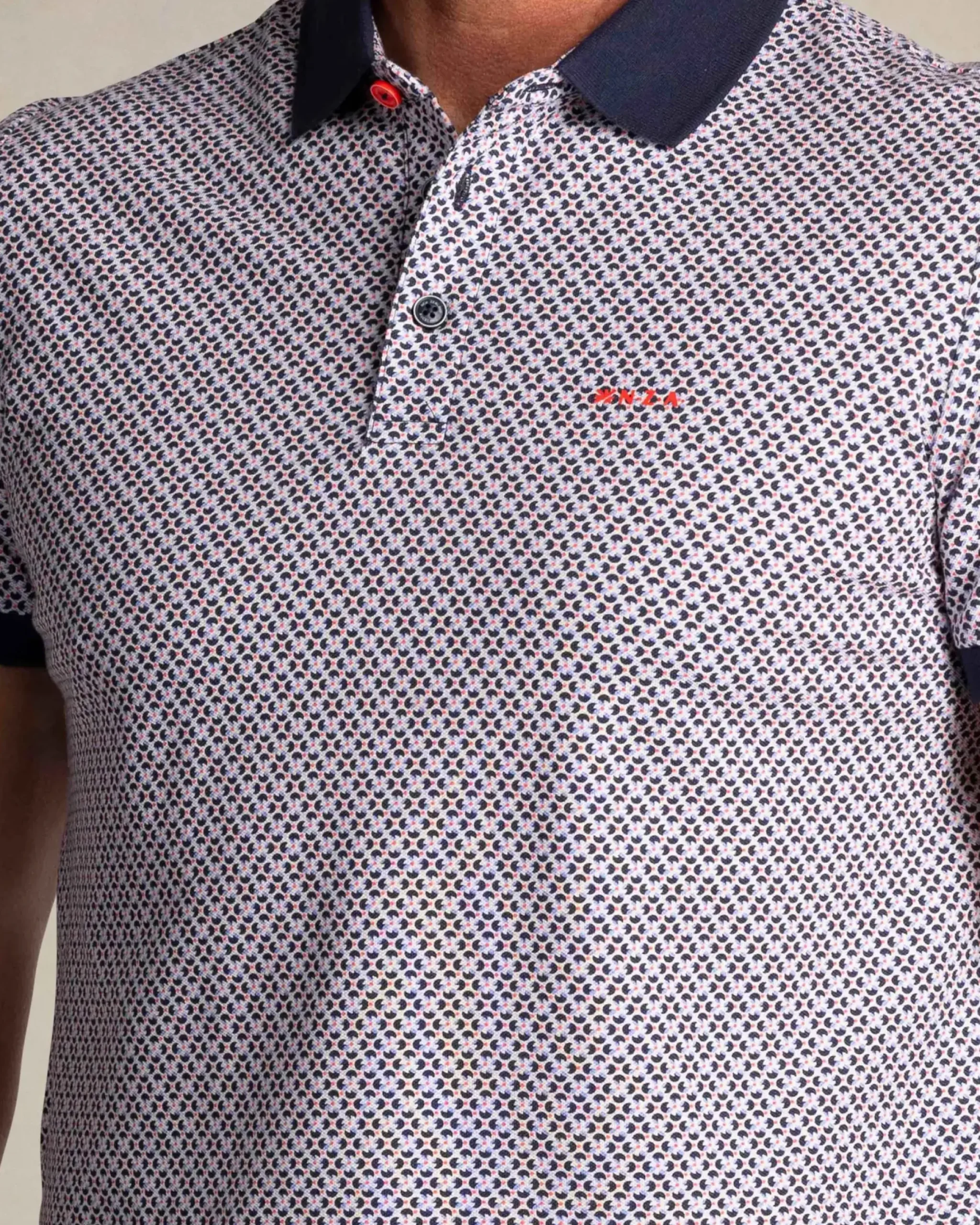 Navy polo met grafische print