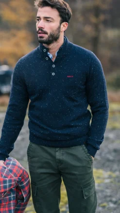 Navy trui met knoopssluiting - Winter Navy
