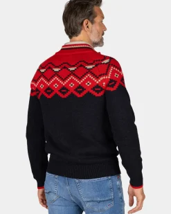 Navy trui met rode print - Reef Red