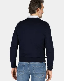Navy trui met ronde hals