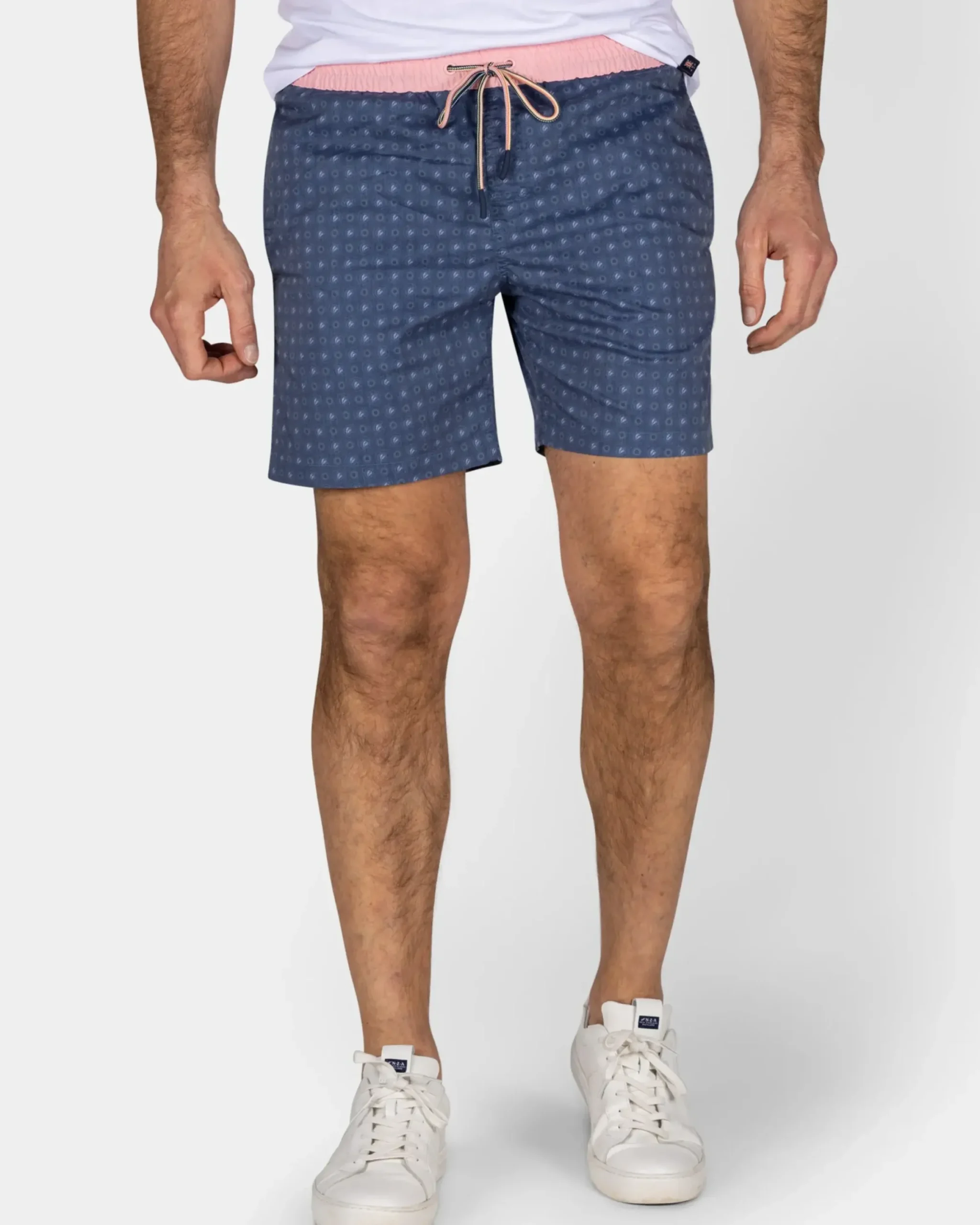 Navy zwembroek met print en lichtroze details