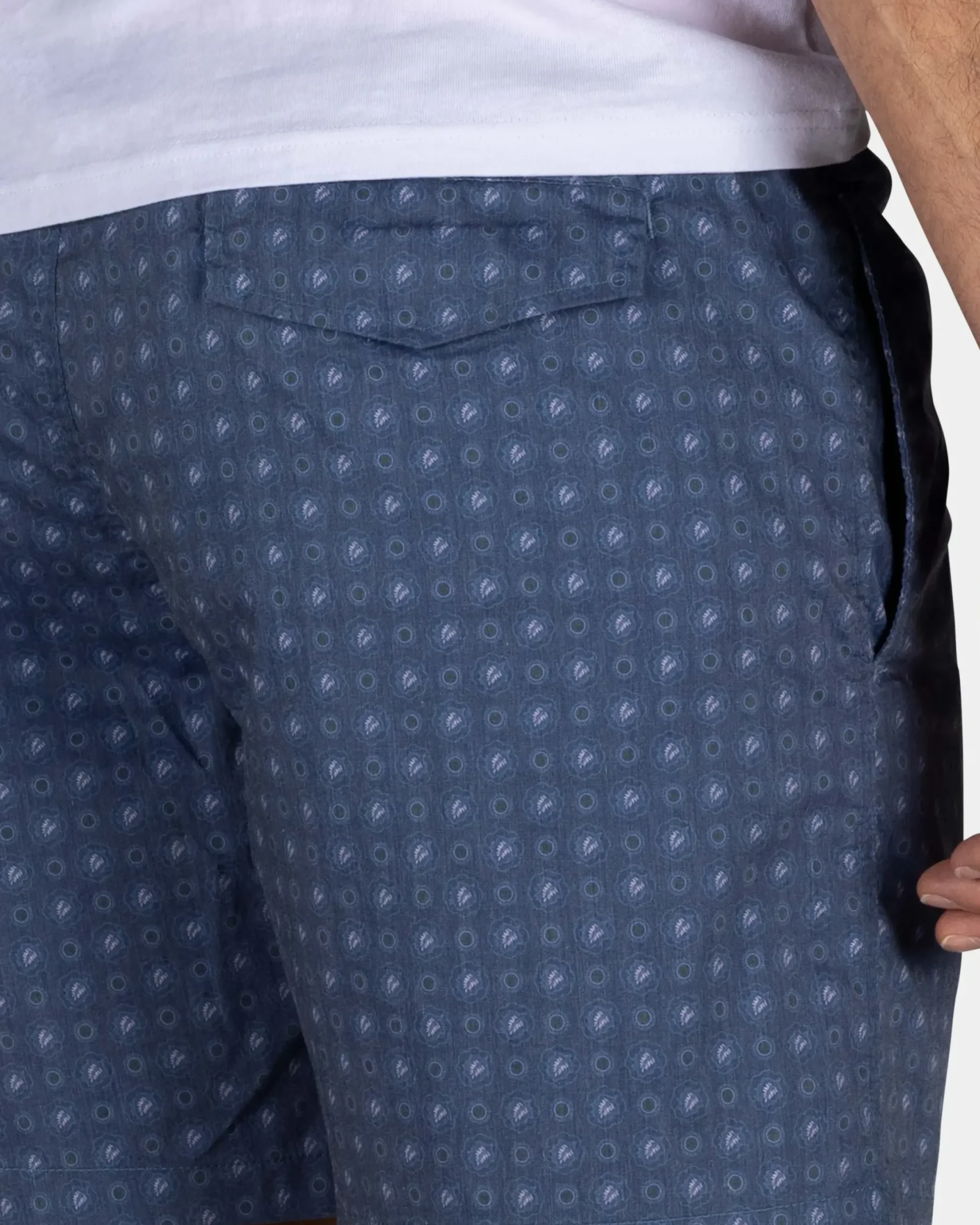 Navy zwembroek met print en lichtroze details