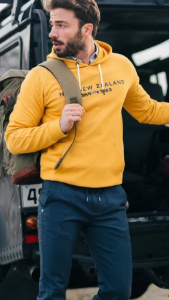 Okergele hoodie met logo - Warm Ocre