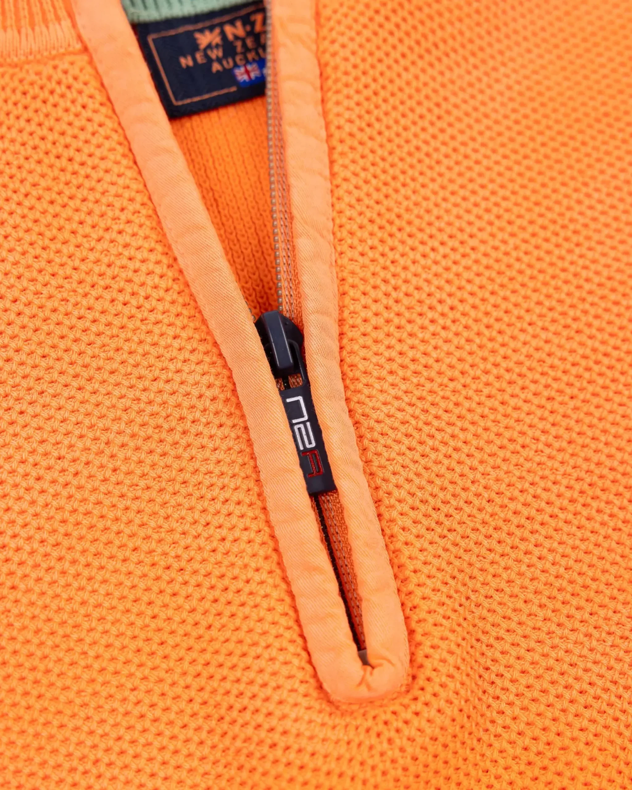 Oranje basis pullover met halve rits