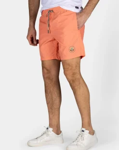 Oranje effen zwembroek met lycra binnenbroek