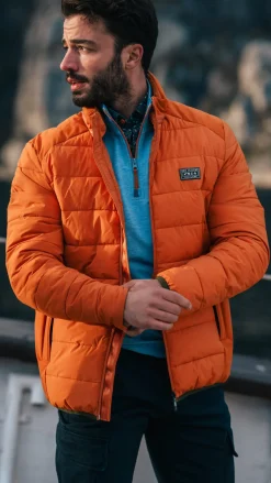 Oranje gewatteerde jas - Almond Orange