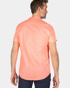 Overhemd zonder kraag met korte mouw - Fury Pink