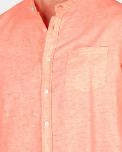 Overhemd zonder kraag met korte mouw - Fury Pink
