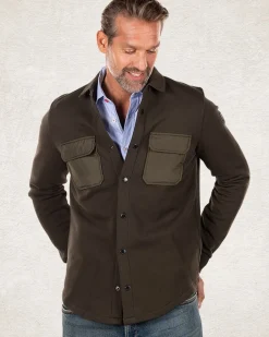 Overshirt van katoen fleece - Smoked Green