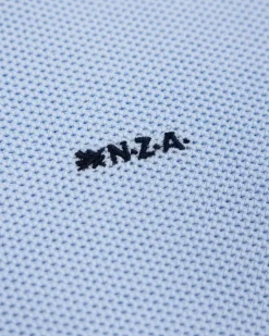 Pastelblauwe basis pullover met halve rits