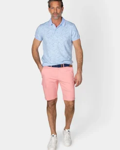 Pastelblauwe polo met bladprint