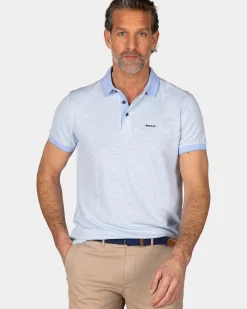 Pastelblauwe polo met modaal
