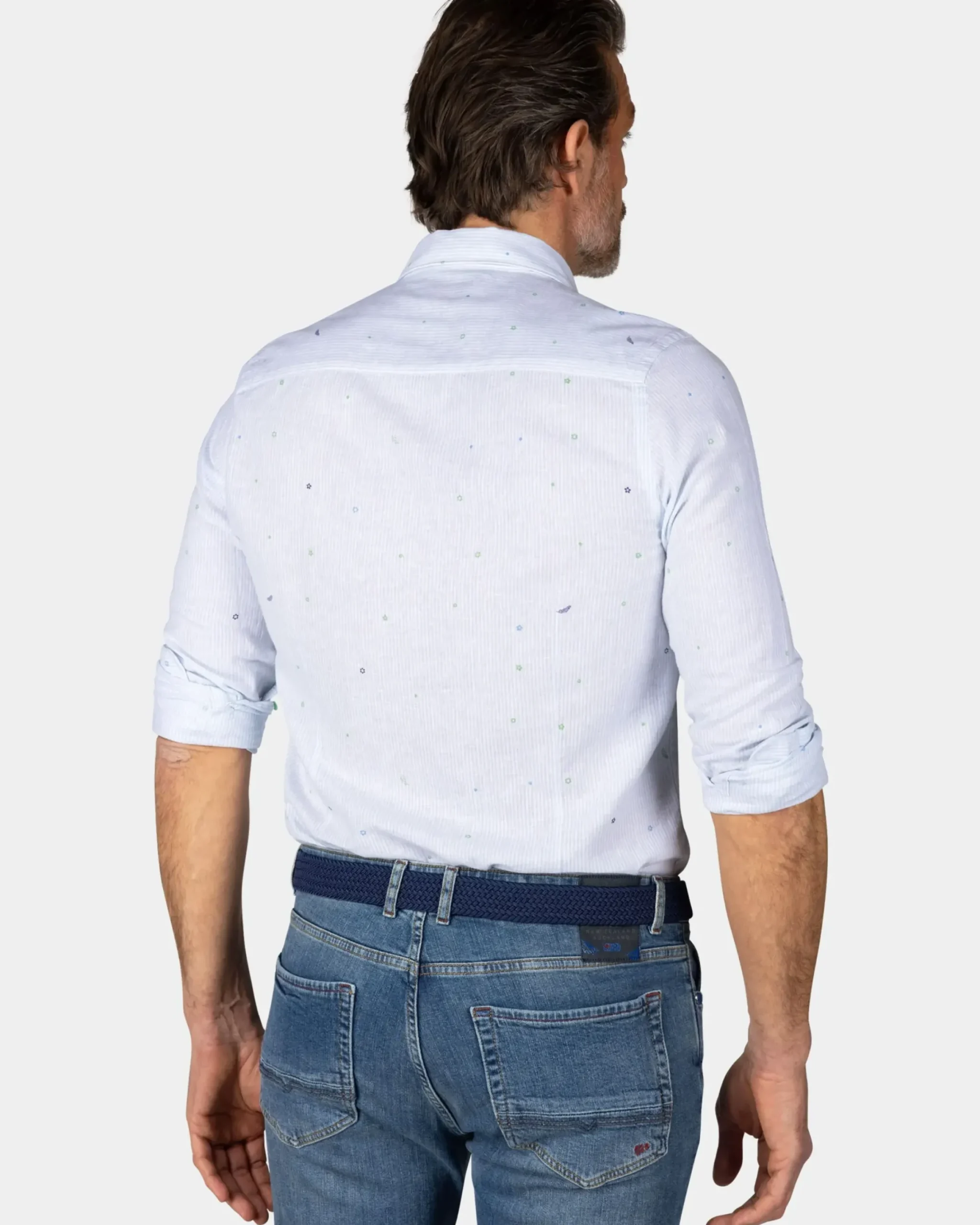 Pastelblauw overhemd met linnen