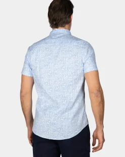 Pastelblauw overhemd met witte print