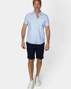 Pastelblauw overhemd met witte print
