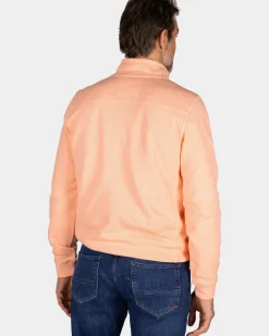 Perzikkleurige sweater met halve rits