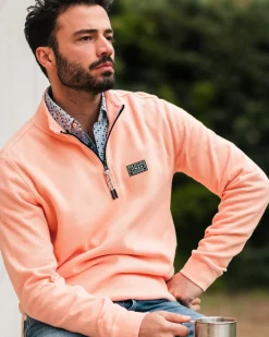 Perzikkleurige sweater met halve rits