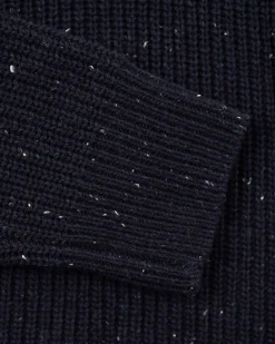 Pullover met halve rits van katoen en wol - Pitch navy