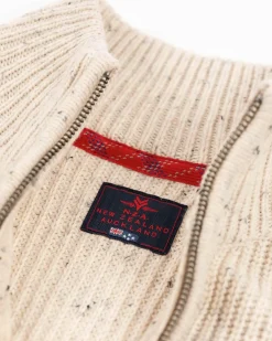 Pullover met halve rits van katoen en wol - Milky Ecru