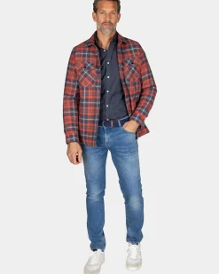 Roodgeruit flannellen gewateerd overhemd - Reef Red