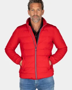 Rood polyester bomberjack - Reef Red