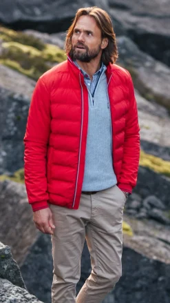 Rood polyester bomberjack - Reef Red