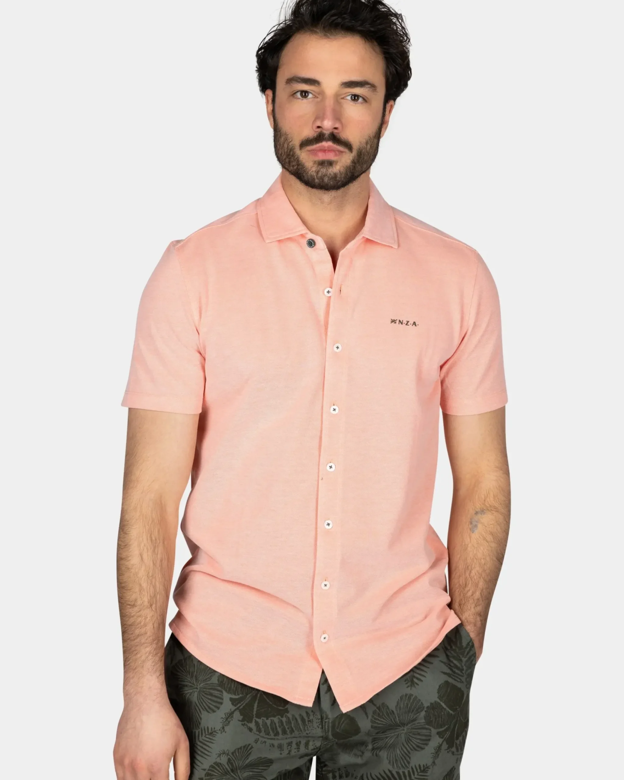 Roze overhemd met korte mouw
