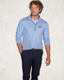 Sportieve sweater met halve rits - Pale Blue