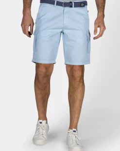 Stoere lichtblauwe katoenen cargo short