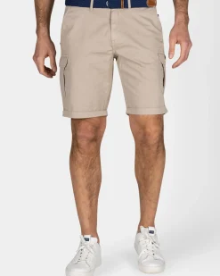 Stoere zandkleurige katoenen cargo short