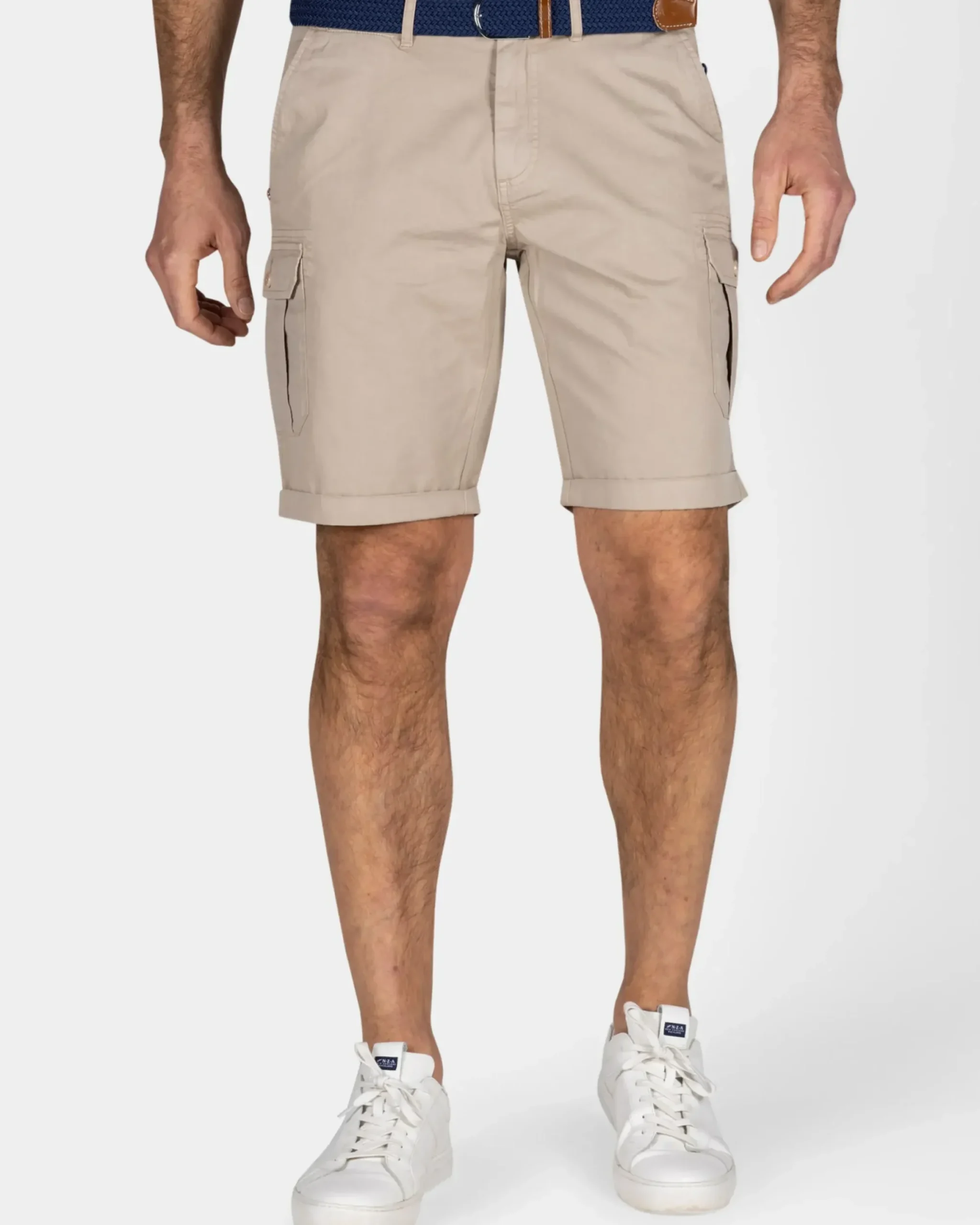 Stoere zandkleurige katoenen cargo short