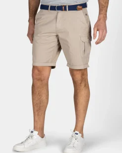 Stoere zandkleurige katoenen cargo short